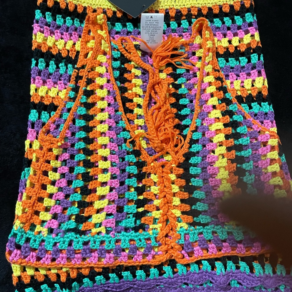 Fashion Nova Cancun Adventure Crochet Cover Up Set - Orange/combo